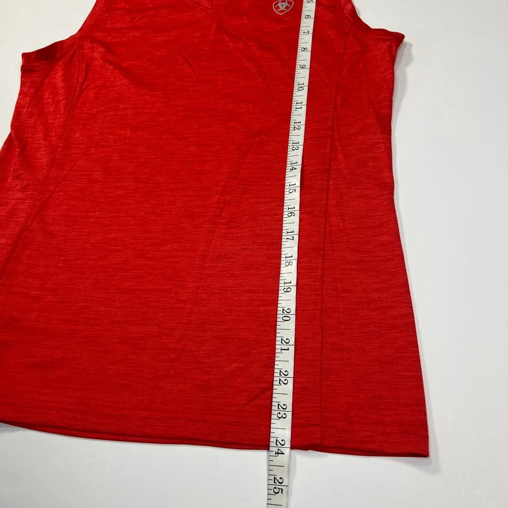 Ariat Tank Top Medium Red AriatTEK V-Neck Performance Activewear Sleeveless - Picture 6 of 9